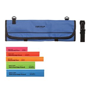 ergo chef 9 pocket professional chef knife case knife roll bag chef bag with 5 piece multi color knife edge guards chef gear (9 pocket blue w/multi color guards)