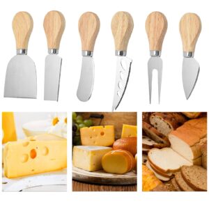 ewori 6 Pcs Cheese Knives Gift Set with Wood Handles Stainless Steel
