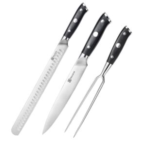 paudin 12 inch slicing knife and carving knife set, german steel, full tang g10 handle