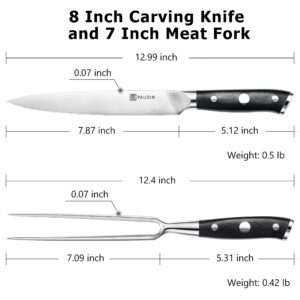 PAUDIN 12 Inch Slicing Knife and Carving Knife Set, German Steel, Full Tang G10 Handle