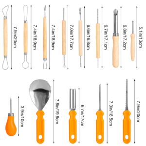 Halloween Pumpkin Carving Kit, 13 Piece Professional Stainless Steel Pumpkin Cutting Carving Supplies Tools for Adults & Kids, Sculpting Tools with Handbag Carve Jack-O-Lanterns Halloween Decorations