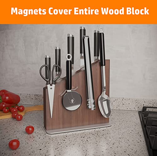 Magnetic Knife Block - Double Sided with Strong Magnet - Wooden Magnetic Knife Holder for Kitchen Counter - Magnetic Knife Stand for Kitchen Knife Storage - Magnetic Knife Rack - Kitchen Knife Holder