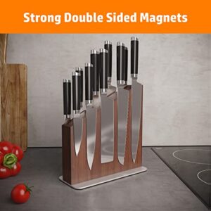 Magnetic Knife Block - Double Sided with Strong Magnet - Wooden Magnetic Knife Holder for Kitchen Counter - Magnetic Knife Stand for Kitchen Knife Storage - Magnetic Knife Rack - Kitchen Knife Holder