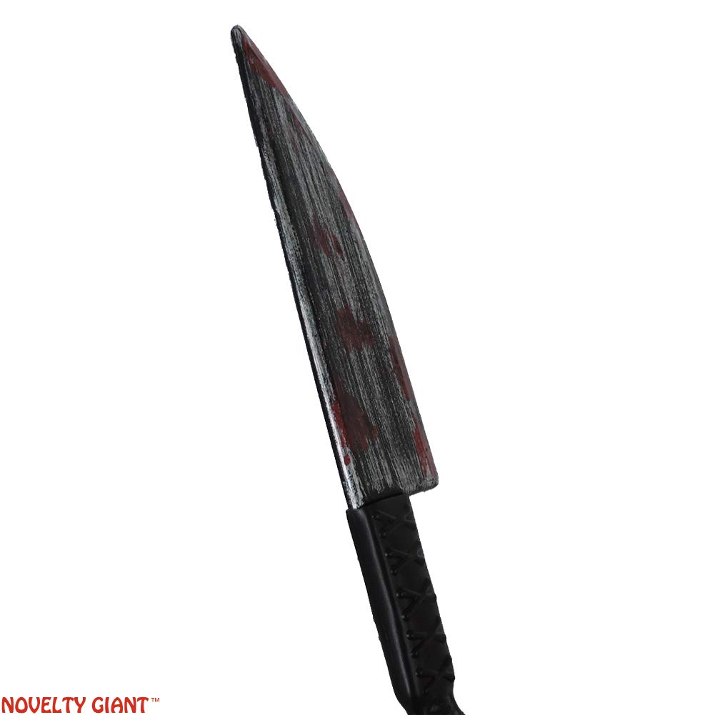 NOVELTY GIANT WWW.NOVELTYGIANT.COM Jumbo Plastic Bloody Butcher Knife With Skull Handle Costume Prop