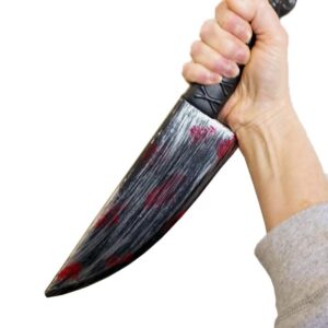 NOVELTY GIANT WWW.NOVELTYGIANT.COM Jumbo Plastic Bloody Butcher Knife With Skull Handle Costume Prop