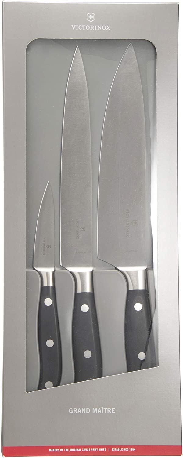 Victorinox 7.7243.3 Forged 3-Piece Chef's Knife Set, 8 Inch, Black