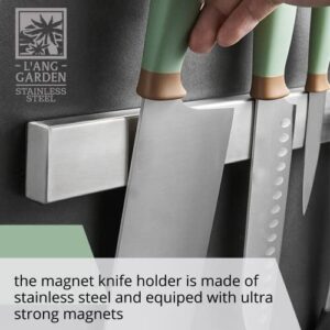 Magnetic Knife Holder for Wall - 16 Inch Knife Rack with Adhesive Backing - Kitchen Utensil Holder - Stainless Steel Magnetic Knife Strip - Knife Bar, Knife Organizer