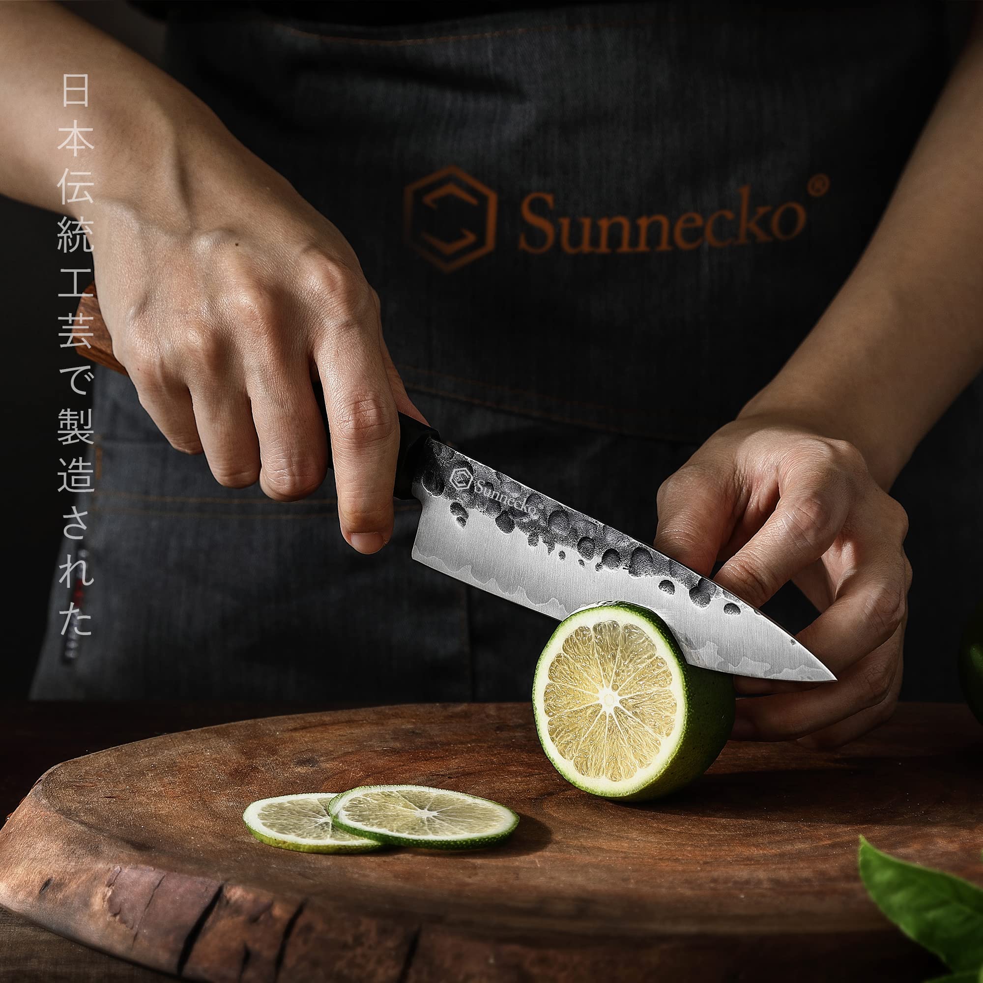 Sunnecko 5.5 Inch Fruit Knife, Kitchen Paring Knife Japanese 9CR18MOV 3-Layered High Carbon Stainless Steel Pearing Knife Wood Handle for Fruit