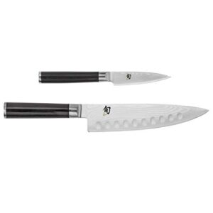 shun cutlery classic 2-piece starter set 8, multi-purpose hollow ground chef’s 3.5-inch paring knife are the essential kitchen duo, exquisitely handcrafted japanese