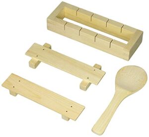 happy sales hscoms-12 bamboo sushi rice mold & paddle set 1 pc + 1 pc