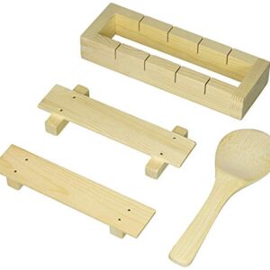 Happy Sales HSCOMS-12 Bamboo Sushi Rice Mold & Paddle Set 1 pc + 1 pc