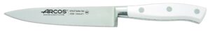 arcos forged chef knife 6 inch stainless steel. multi-use professional cooking knife with ergonomic polyoxymethylene handle and 150mm blade. series riviera blanc. color white