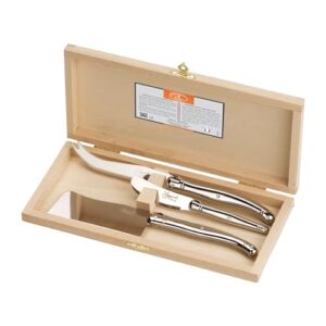 jean dubost laguiole 3-piece cheese knife set - stainless steel
