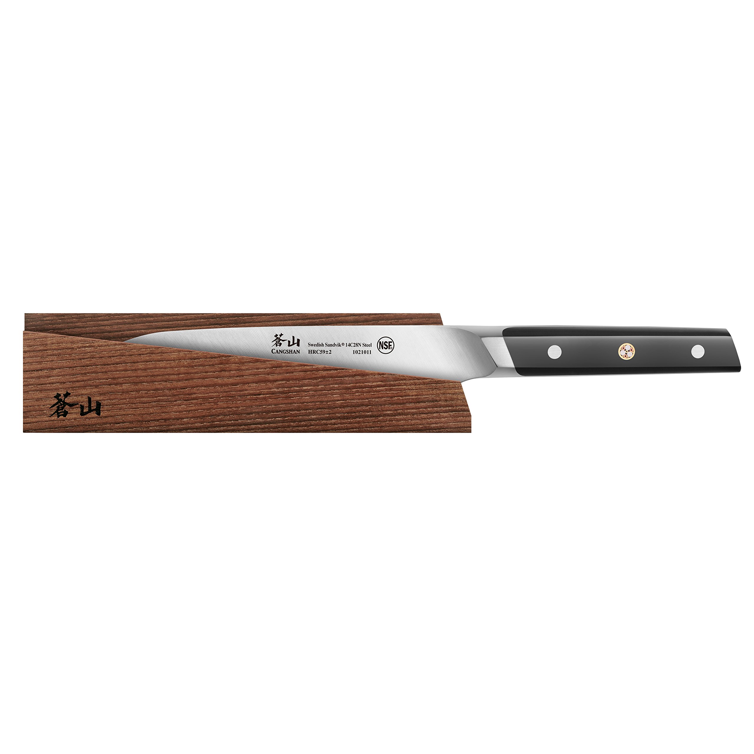 Cangshan TC Series 1021028 Swedish 14C28N Steel Forged 7-Inch Santoku Knife and Wood Sheath Set