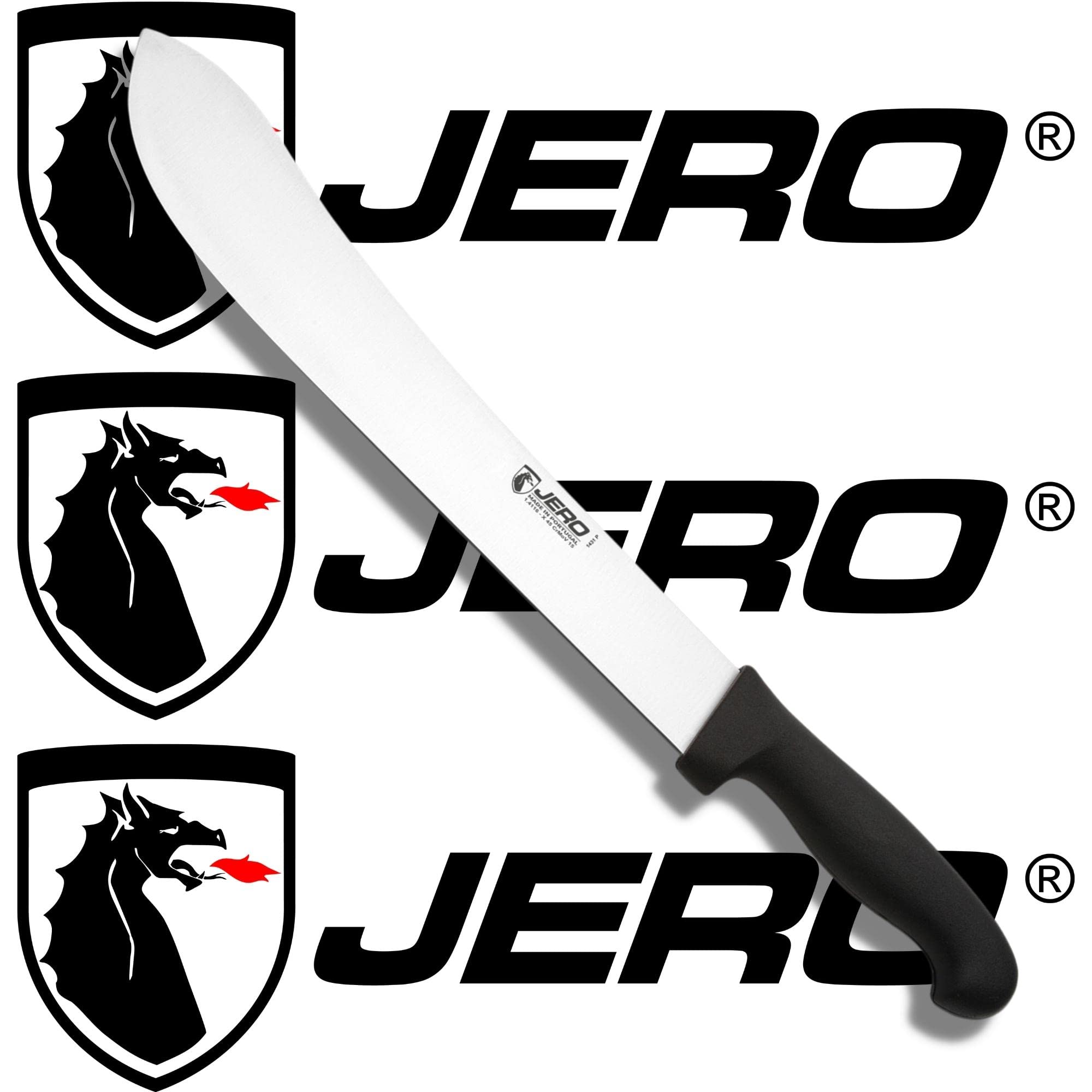 Jero Commercial Series - 12 Inch Traditional Style Butcher Knife - High Carbon Stainless Steel - Large Grip Poly Handle - Made in Portugal