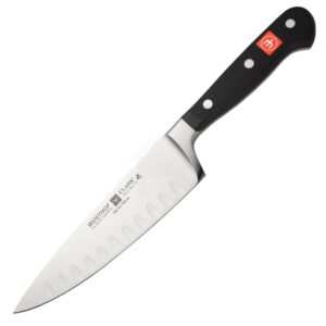 wusthof classic high carbon steel knife hollow edge cook's knife, 6 inch