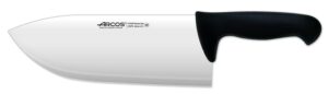 arcos butcher knife 10 inch nitrum stainless steel and 255 mm blade. ergonomic polypropylene handle. series 2900. features different handle colors to make it easier for each food group. color black.