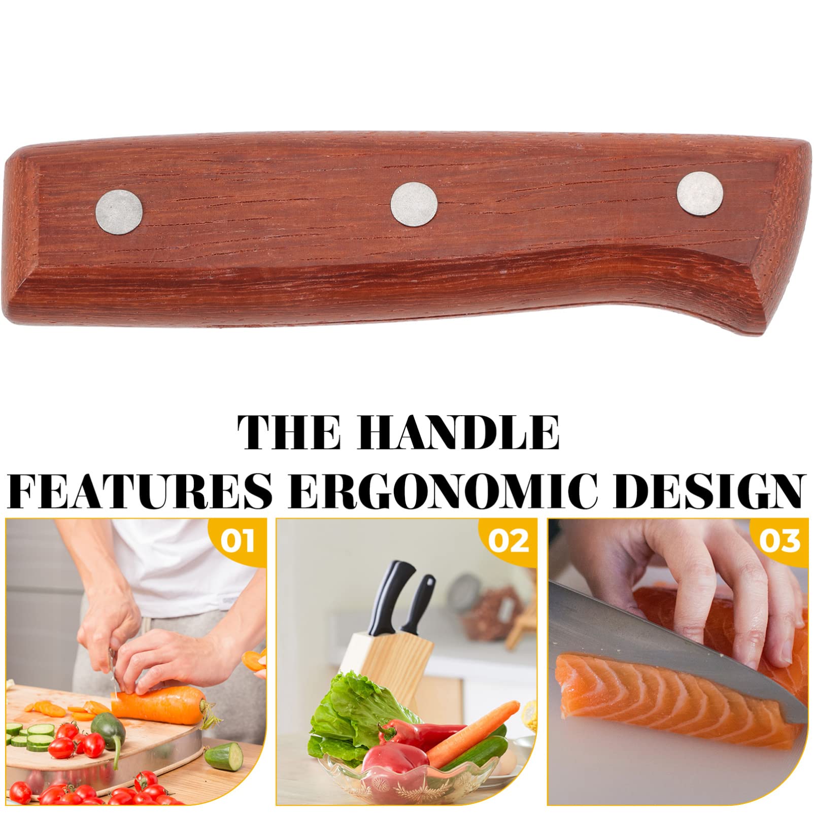 1 Set Kitchen Handle Vegetable Cutter Handle Chef Cutter Handle Knives Scales Handle Non-skid Cutter Handle Wood Knives Handle Diy Handle Blank Wooden Chopping