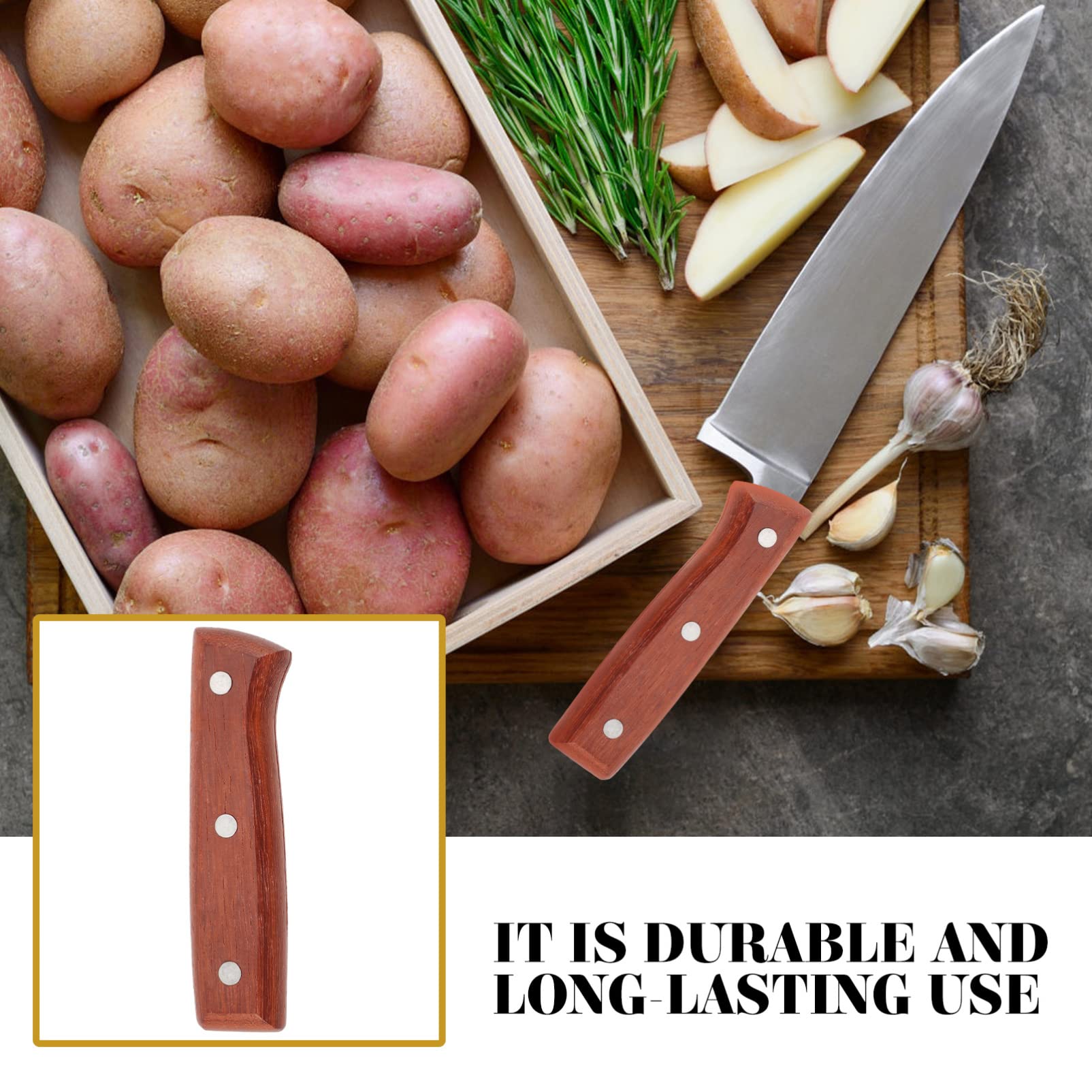 1 Set Kitchen Handle Vegetable Cutter Handle Chef Cutter Handle Knives Scales Handle Non-skid Cutter Handle Wood Knives Handle Diy Handle Blank Wooden Chopping