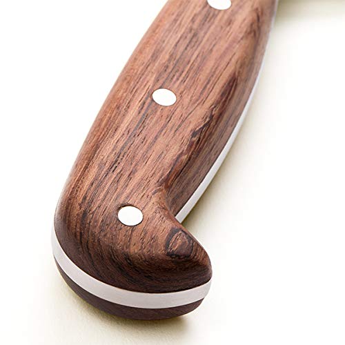 NOBOX All Purpose Chef Knife - 8-inch Stainless Steel Blade - Non-Slip 4-inch Rosewood Handle - Leather Sheath, Belt Clip Easy to Sharpen, Ergonomic Kitchen Knife