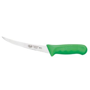 winco kwp-60g stäl stamped cutlery boning knife 6' flexible stainless steel blade, green plastic handle