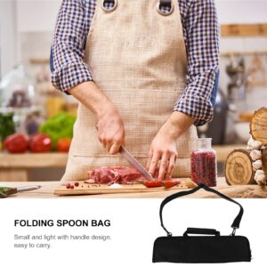 Angoily 1PCS Black Chef Knife Roll Bag for Chefs, 7 Slots Portable Chef Knife Case Storage Roll Bag with Carry Handle and Adjustable Band