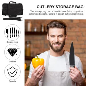 Angoily 1PCS Black Chef Knife Roll Bag for Chefs, 7 Slots Portable Chef Knife Case Storage Roll Bag with Carry Handle and Adjustable Band