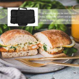 Angoily 1PCS Black Chef Knife Roll Bag for Chefs, 7 Slots Portable Chef Knife Case Storage Roll Bag with Carry Handle and Adjustable Band