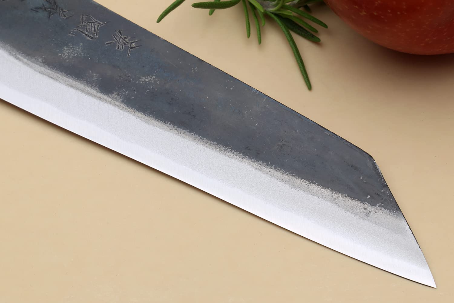 Yoshihiro Mizu Yaki Blue High Carbon Steel #1 Black Forged Petty Kiritsuke Japanese Utility Knife Shitan Handle (6'' (150mm) & Saya)