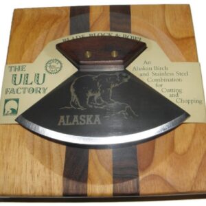 Yupik Ulu Knife/Bowl Set Walnut Handle w/ 6" Polar Bear Etched Blade