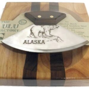 Yupik Ulu Knife/Bowl Set Walnut Handle w/ 6" Polar Bear Etched Blade