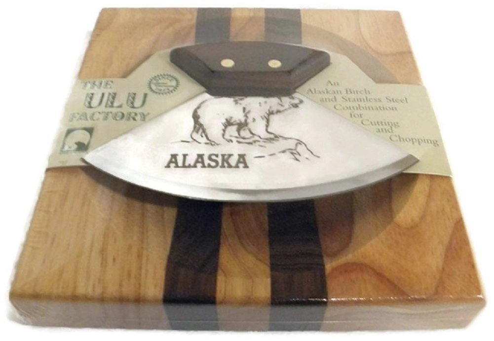 Yupik Ulu Knife/Bowl Set Walnut Handle w/ 6" Polar Bear Etched Blade