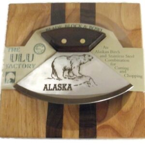 Yupik Ulu Knife/Bowl Set Walnut Handle w/ 6" Polar Bear Etched Blade