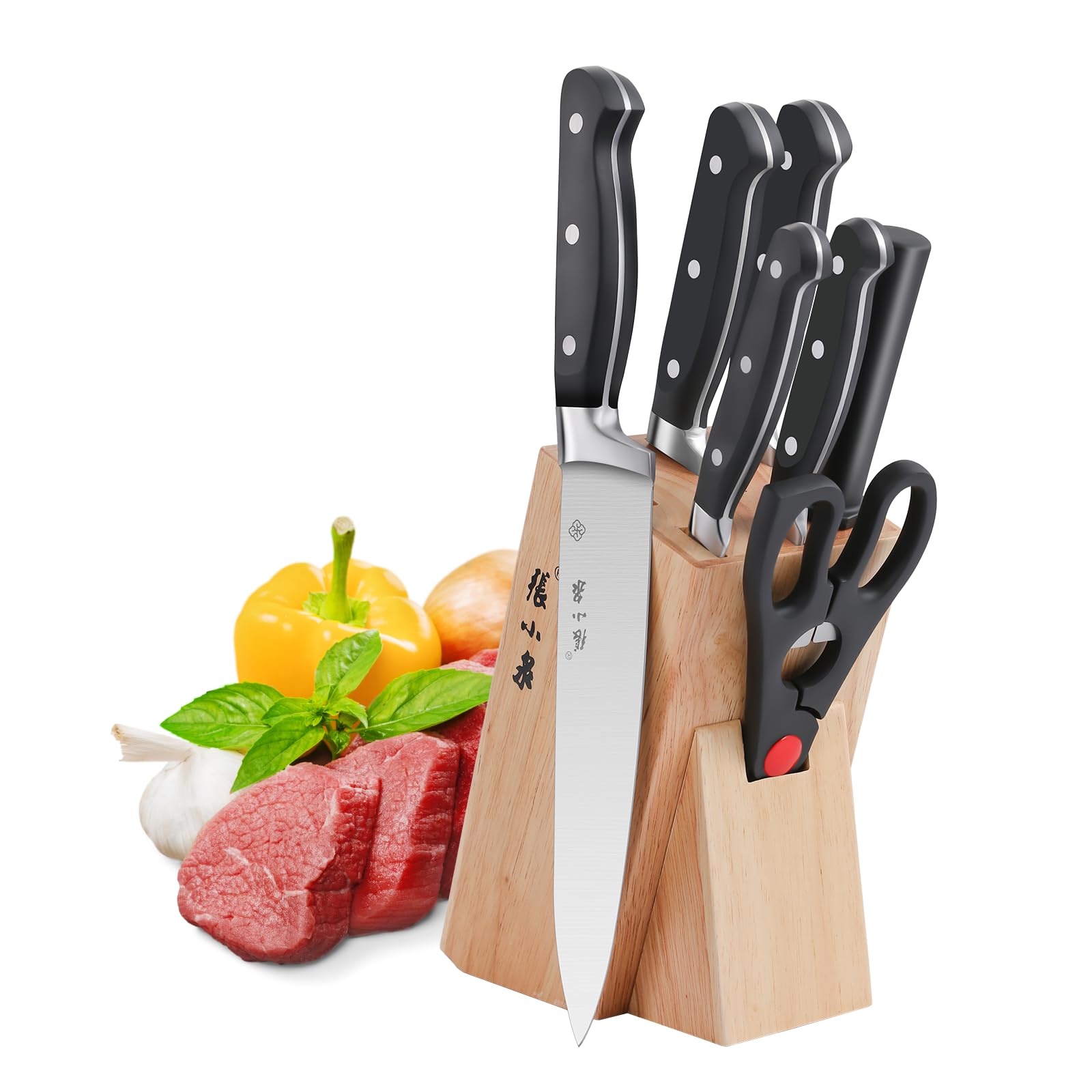 ZHANG XIAO QUAN Chinese Cleaver Chef Knife Kitchen Meat Cleaver - 9" Stainless Steel Chopping Knife for Meat Cutting - Safe Non-stick Coating Blade - Full Tang Anti-Slip Pear Wooden Handle