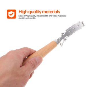 Hemoton Pig Hair Scraping Device Lame Razor Pig Hair Scraper Pork : Pig Hair Shaving Stainless Steel Meat Hair Scraper Wood Handle Blade Meat Hair Gadget Tool Meat Hair Remover