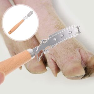 Hemoton Pig Hair Scraping Device Lame Razor Pig Hair Scraper Pork : Pig Hair Shaving Stainless Steel Meat Hair Scraper Wood Handle Blade Meat Hair Gadget Tool Meat Hair Remover