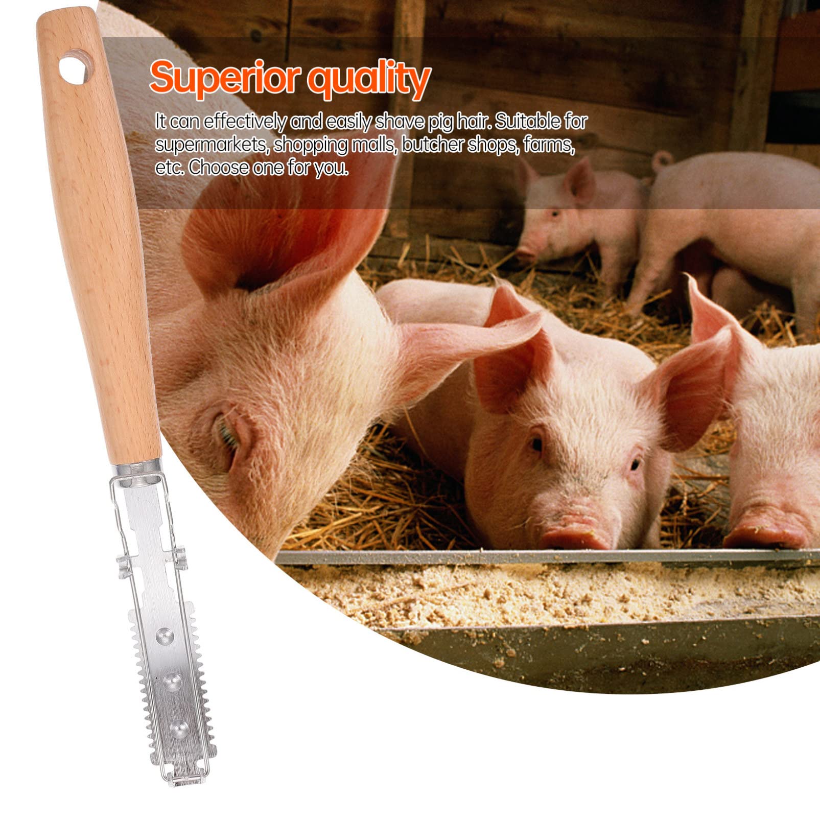 Hemoton Pig Hair Scraping Device Lame Razor Pig Hair Scraper Pork : Pig Hair Shaving Stainless Steel Meat Hair Scraper Wood Handle Blade Meat Hair Gadget Tool Meat Hair Remover