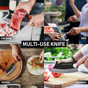 NAMUPIE Boning Knife 6.1 Inch Kitchen Hand Forged Chef Knife with Leather Sheath Gift Box Bottle Opener Design Sharp Meat Butcher Cleaver Kitchen Knife for Kitchen, Outdoor, BBQ, Camping