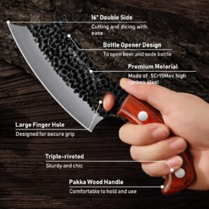 NAMUPIE Boning Knife 6.1 Inch Kitchen Hand Forged Chef Knife with Leather Sheath Gift Box Bottle Opener Design Sharp Meat Butcher Cleaver Kitchen Knife for Kitchen, Outdoor, BBQ, Camping