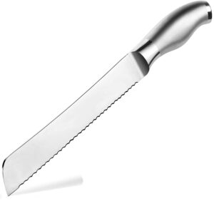 brandobay bread knife 8-inch, high stainless steel, ergonomic handle, cakes slicing knife