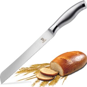 Brandobay Bread Knife 8-Inch, High Stainless Steel, Ergonomic Handle, Cakes Slicing Knife