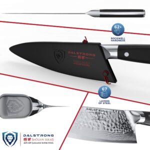 The Shogun Series X 8" Chef Hammered Chef Knife Bundled with The Dalstrong Premium Whetstone Kit