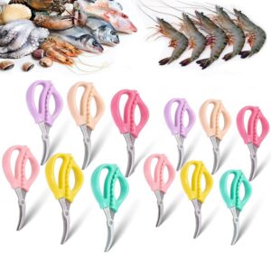 kitchen seafood scissors,crab lobster leg crackers and seafood tools for lobster, crab, shrimp, vegetables and other cutting work 6.1 inch (colorful 12)