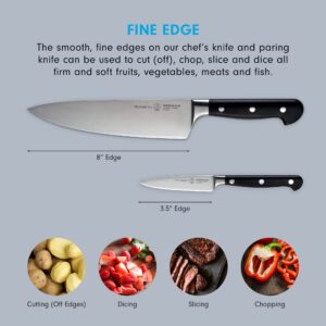 Messermeister Meridian Elite Chef & Parer Set - Includes 8" Stealth Chef's Knife & 3.5" Paring Knife - Rust Resistant & Easy to Maintain