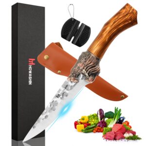 howashin 6 inch boning knife meat cleaver knife with sheath sharp chef knife ergonomic handle with sheath and christmas gift box