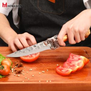 Howashin 6 Inch Boning Knife Meat Cleaver Knife With Sheath Sharp Chef Knife Ergonomic Handle With Sheath and Christmas Gift Box