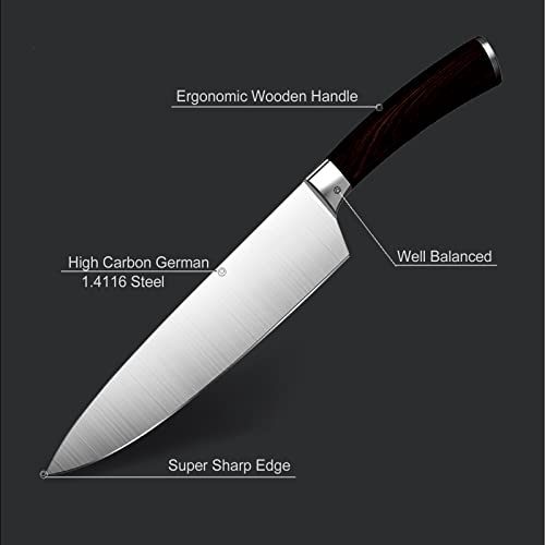 Enfmay Kitchen Knives Set, High Carbon 8inch Chef Knife and 7inch Santoku with Ergonomic Pakkawood Handles, Gift Wrapped, Dark Brown