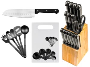 imperial home 29 pc kitchen knife set with holder, cutlery set, home essentials, kitchen knives, cooking knives with block, stainless steel, chef knife for cutting, slicing, cooking, chopping, etc.