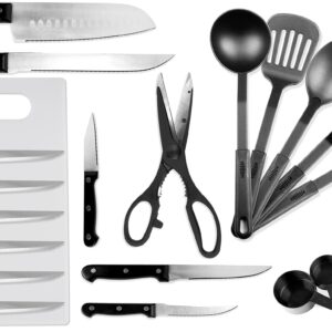 Imperial Home 29 Pc Kitchen Knife Set with Holder, Cutlery Set, Home Essentials, Kitchen Knives, Cooking Knives with Block, Stainless Steel, Chef Knife for Cutting, Slicing, Cooking, Chopping, etc.