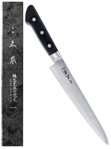 masamoto vg japanese petty knife 6" (150mm) professional kitchen small utility knife, ultra sharp japanese stainless steel blade, duracon handle, made in japan